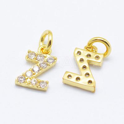 Brass Micro Pave Grade AAA Cubic Zirconia Charms ZIRC-P067-11G-Z-NR-1