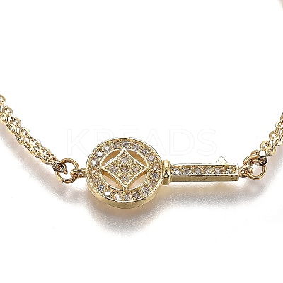Brass Micro Pave Clear Cubic Zirconia Link Bracelets BJEW-Z003-10G-1