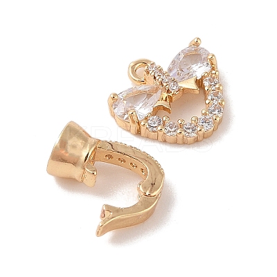Golden Brass Micro Pave Cubic Zirconia Fold Over Clasps KK-B100-037G-01-1