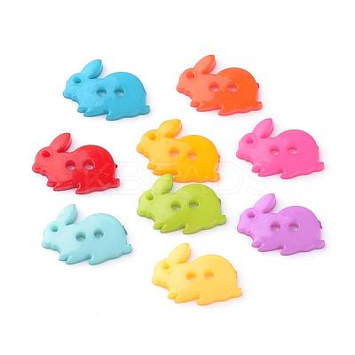 2-Hole Opaque Solid Color Bunny Acrylic Buttons BUTT-S020-35-1