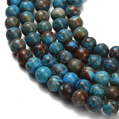 Natural Chrysocolla Beads Strands G-C289-B02-6mm-1