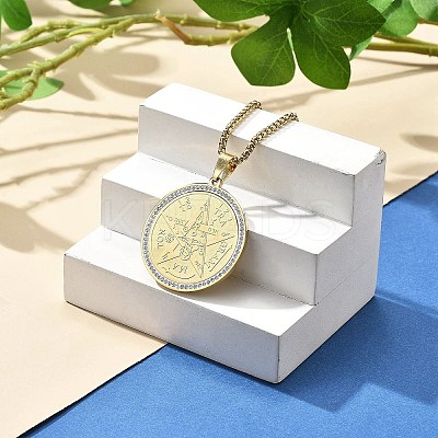 201 Stainless Steel Rhinestone Pendant Necklaces for Women LS-NJEW-U021-01G-1