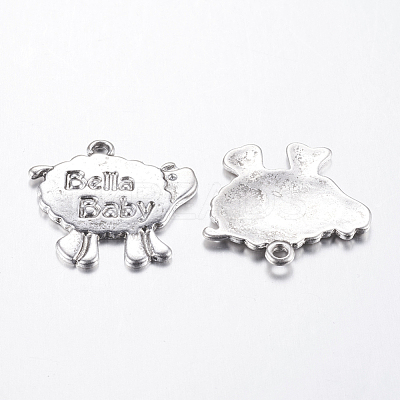 Tibetan Style Alloy Sheep Antique Silver Tone Metal Message Pendants X-LF10462Y-NF-1
