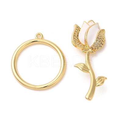 Brass Micro Pave Clear Cubic Zirconia Toggle Clasps KK-A227-20G-1