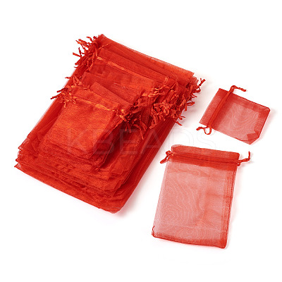 60Pcs 6 Styles Rectangle Organza Bags Jewellery Storage Pouches Wedding Favour Party Mesh Drawstring Gift OP-TA0001-07-1