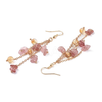 Golden Plated Brass Dangle Earrings EJEW-K275-01G-06-1