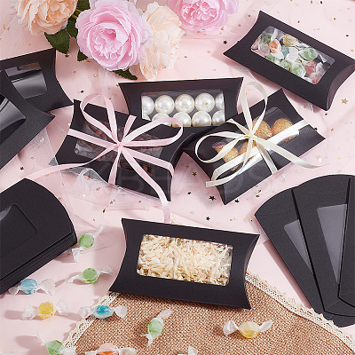 Paper Pillow Candy Boxes with Rectangle Visible Window CON-WH0094-18C-1