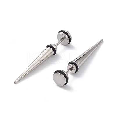 304 Stainless Steel Ear Taper Stretcher with Rubber LS-EJEW-F312-10P-1