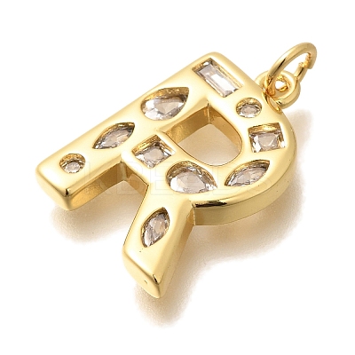 Brass Micro Pave Clear Cubic Zirconia Pendants KK-G521-01G-R-1