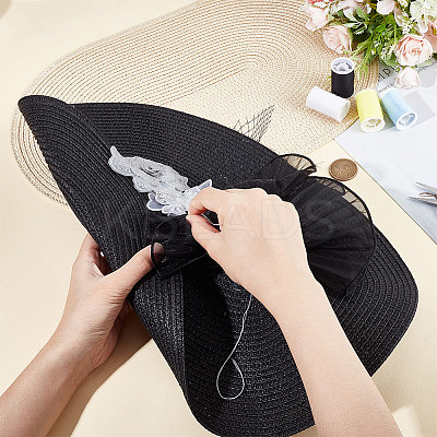 2Pcs 2 Colors Polyester Imitation Straw Oval Hat Base for Millinery AJEW-FG0002-83-1