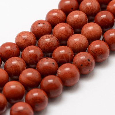 Natural Red Jasper Beads Strands X-G-E375-8mm-03-1