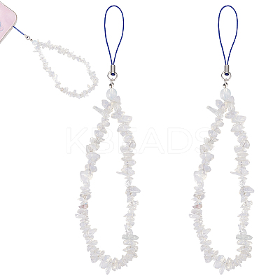 Opalite Chips Beaded Chain Mobile Straps FIND-WH0135-07A-1