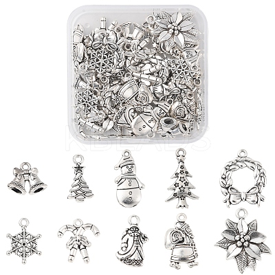 40Pcs 10 Styles Christmas Theme Alloy Pendants FIND-FS0001-50-1