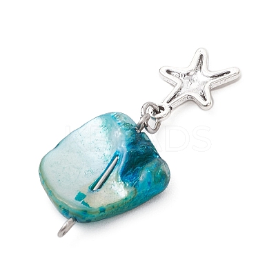 5Pcs 5 Styles Natural Freshwater Shell Dyed Nuggets Pendants PALLOY-JF04157-1