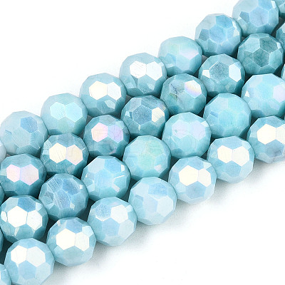 Anti-Tarnish Electroplate Glass Beads Strands EGLA-T021-8mm-15-10-1