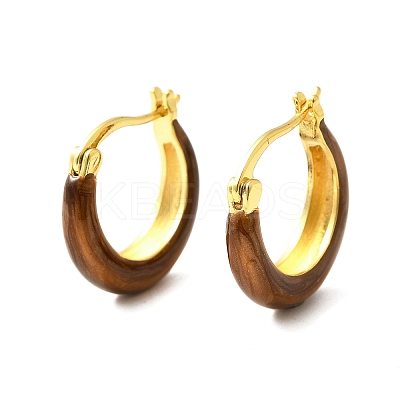 Brass Enamel Hoop Earrings EJEW-B120-01G-06-1