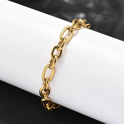 304 Stainless Steel Figaro Chains Bracelets for Men Women BJEW-R021-07G-1