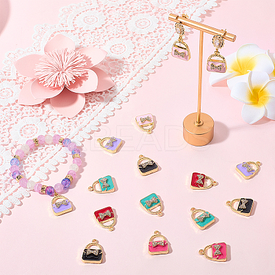 24Pcs 6 Colors Rack Plating Alloy Enamel Pendants ENAM-SC0007-18-1