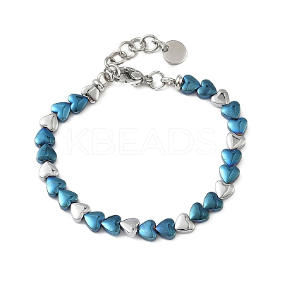 Heart Non-magnetic Synthetic Hematite Link Chain Bracelets for Women BJEW-Z148-07P-01-1
