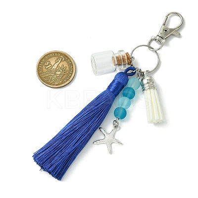 Glass & Nylon Tassels Pendant Decoration HJEW-JM03107-02-1