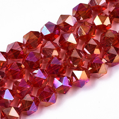 Electroplate Transparent Glass Beads Strands EGLA-T019-06Q-1
