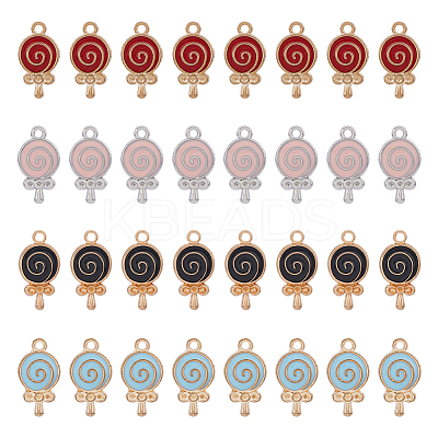 80Pcs 4 Colors Rack Plating Alloy Enamel Pendant Rhinestone Settings FIND-DC0003-11-1