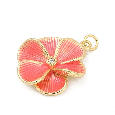 Brass Pave Cubic Zirconia with Enamel Pendants KK-U062-42G-01-1