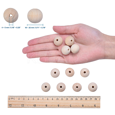 Natural Unfinished Wood Beads WOOD-Q008-20mm-LF-1
