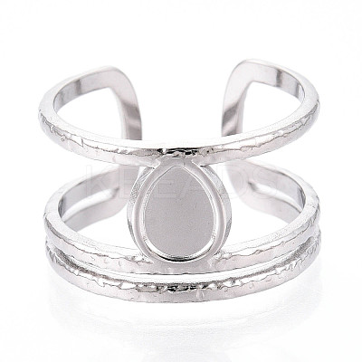 304 Stainless Steel Cuff Rings Components STAS-N113-04P-1
