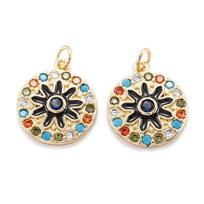 Real 18K Gold Plated Brass Micro Pave Cubic Zirconia Pendants ZIRC-M114-51G-03-1