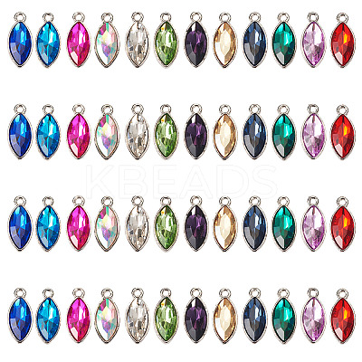 48Pcs 12 Colors Zinc Alloy Glass Pendants GLAA-TA0003-24-1