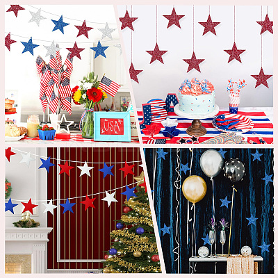 80Pcs Paper Glitter Star Wall Decoration AJEW-SP0001-13-1