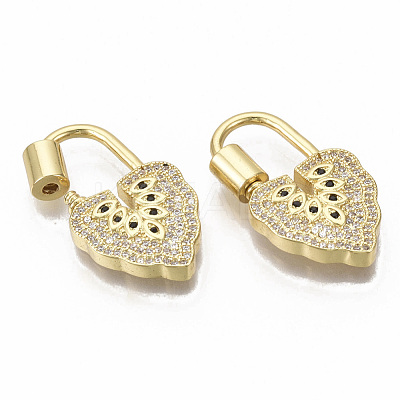 Brass Micro Pave Cubic Zirconia Screw Carabiner Lock Charm X-ZIRC-R110-020-NF-1