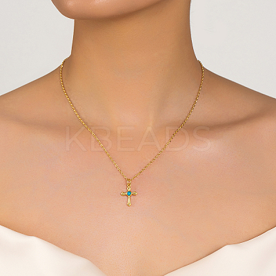 Simple Brass Resin Cross Pendant Punk Vintage Design Women's Necklace MI0198-1