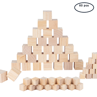 Solid Cube Wooden Block DIY-BC0010-04-1