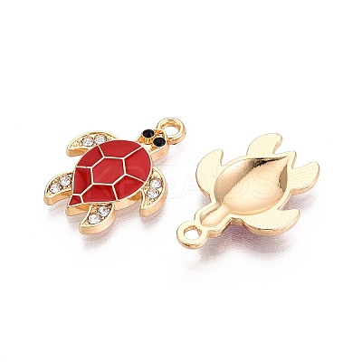 Alloy Rhinestone and Enamel Pendants PALLOY-T092-40G-03-1