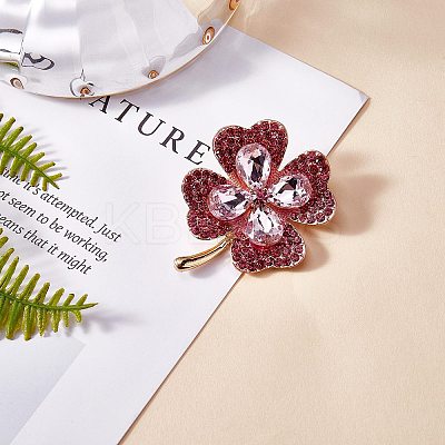 Cubic Zirconia Clover Brooch Pin JBR105C-1