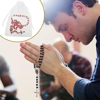 Wood Rosary Beaded Style Necklaces Bracelet Making Finding Kit DIY-PH0021-65-1