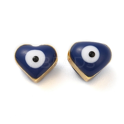 Golden Tone Brass Enamel Beads KK-E048-04G-1