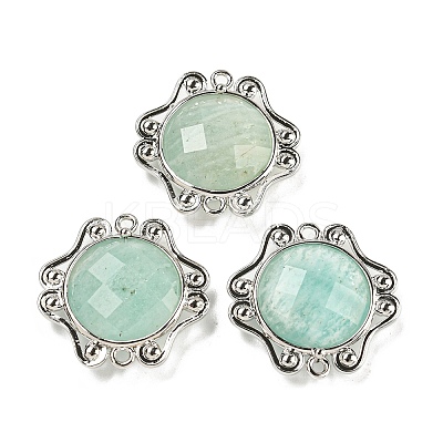 Natural Amazonite Faceted Connector Charms G-M431-09P-01-1