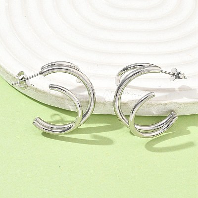 304 Stainless Steel Triple Stud Earrings EJEW-Z098-16P-1