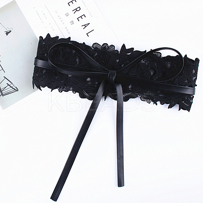 Imitation Leather Flower Lace Wide Chain Belts AJEW-WH20077-032E-1