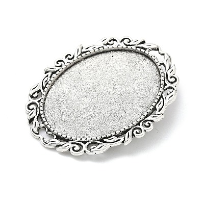 Vintage Tibetan Alloy Brooch Cabochon Bezel Settings X-PALLOY-O037-08AS-1