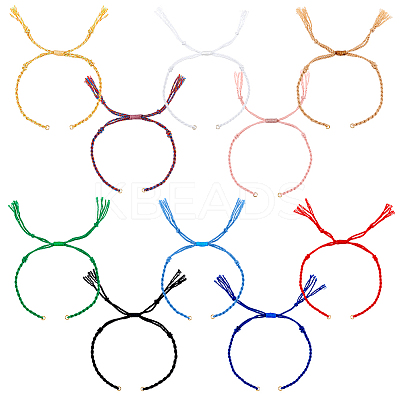 10Pcs 10 Colors Braided Cotton Cord Bracelet Making MAK-UN0001-66-1