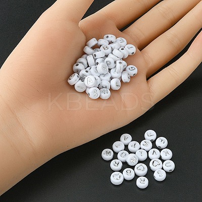 300pcs 2 Styles Opaque White Acrylic Beads MACR-YW0002-58B-1