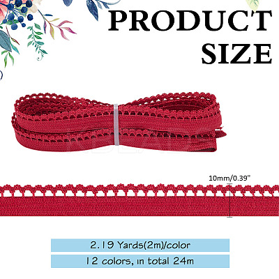24M 12 Colors Flat Picot Elastic Cord OCOR-ME0001-41-1