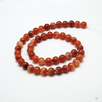 Natural Red Agate Bead Strands G-G880-05-6mm-1