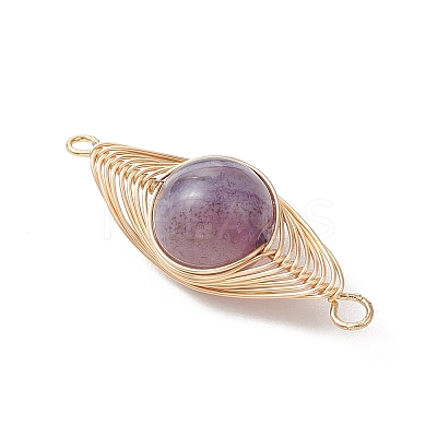 Natural Banded Agate(Dyed & Heated) Horse Eye Links Connector Charms PALLOY-JF04949-1