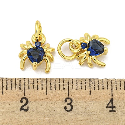 Rack Plating Brass Micro Pave Cubic Zirconia Spider Charms ZIRC-I065-02D-1