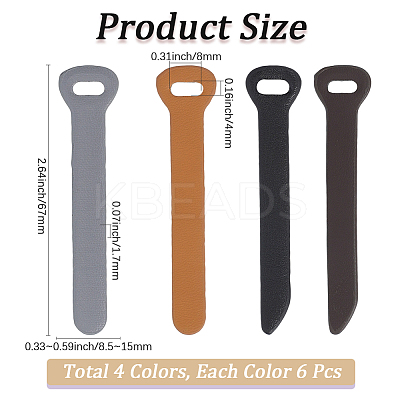 24Pcs 4 Colors Imitation Leather Zipper Pull Fixer Replacement for Tab Luggage Purse Repair Accessories DIY-GF0011-62B-1